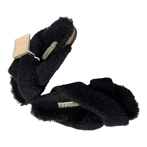 Papillio Birkenstock Daytona Shearling Black Platform Sandals Women Size 39 EU - Picture 13 of 16